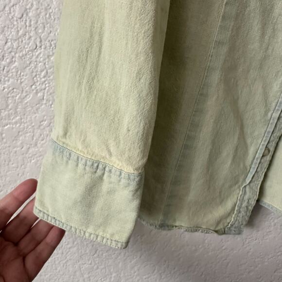 Mens Levi Vintage Green Distressed Pearl Button Up Size Small - Picture 2 of 7
